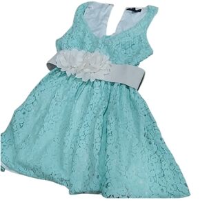 Heart soul floral belted lace light turquoise dress size xs